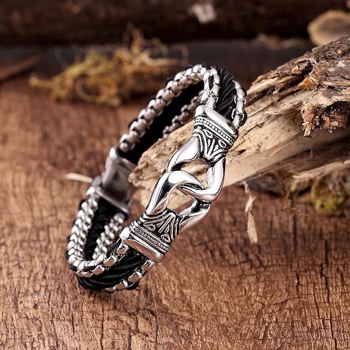 Men’s Link Bracelet Collection – Stainless Steel, Black & Silver Variations, Bracelet & Necklace Sets, 8.3–9" Length, Gift Ready