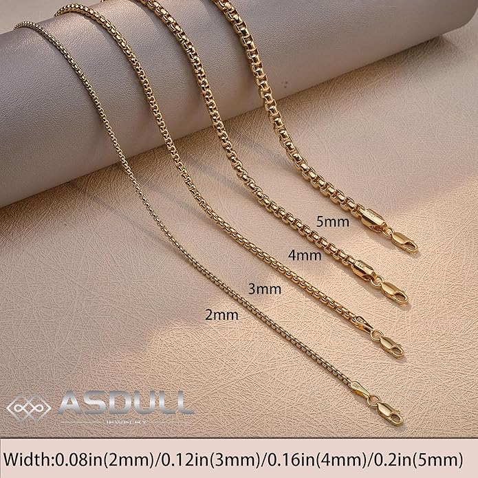 925 Sterling Silver Box Chain 2/3/4/5mm Necklace for Men Silver Link Chain for Women 16/18/20/22/24/26/30 Inches