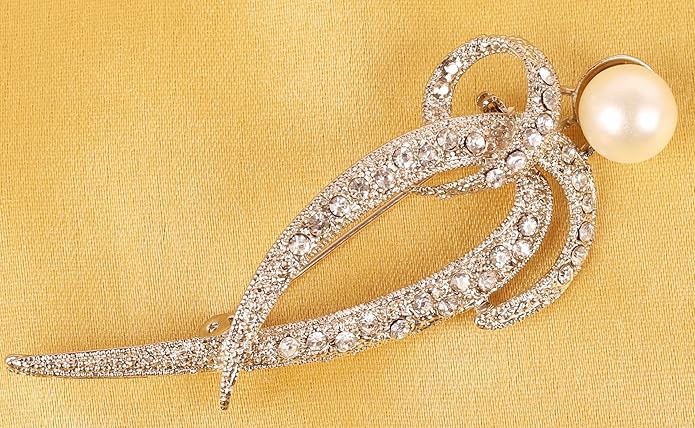 Touchstone Indian Bollywood Handcrafted Designer Jewelry Brooch Lapel Pin in Gold Or Silver Tone for Women.