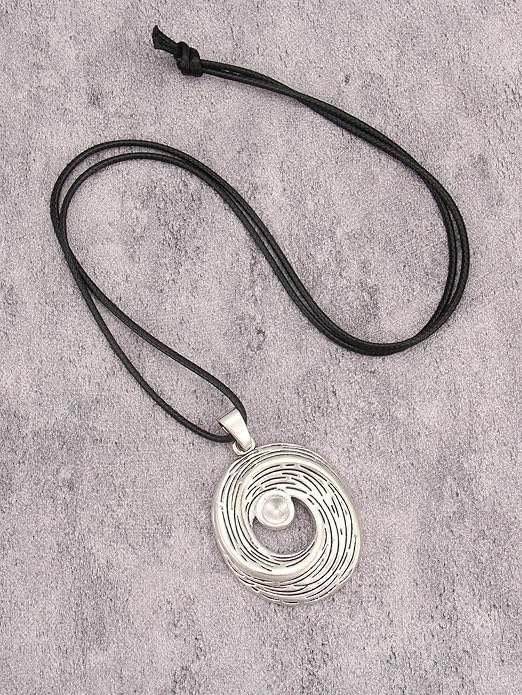 Long Boho Necklaces for Women Vintage Leather Wooden Pendant Y Choker Ethnic Style Gold Circle Hippie Sweater Necklace