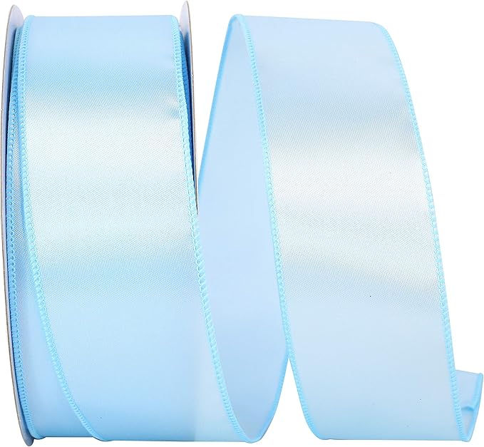 Reliant Ribbon 92575W-311-40K Satin Value Wired Edge Ribbon, 2-1/2 Inch X 50 Yards, Pale Blue