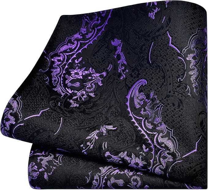 GUSLESON 8cm Paisley Tie Set for Men Necktie Lapel Pin Pocket Square Cufflinks Set for Men
