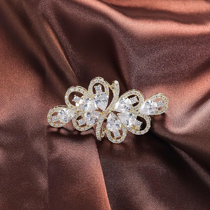 YOQUCOL Cubic Zirconia Crystal Rhinestone Wedding Brooch Pin for Women Brides Jewelry