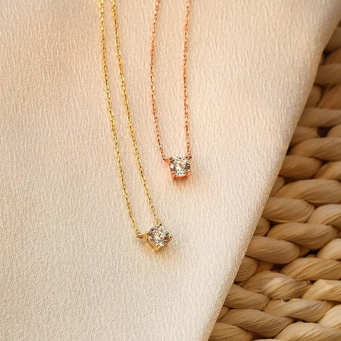 S.Leaf 18Karat Gold Plated Cubic Zirconia Necklace for Women S925 Sterling Silver 0.5/1/2cttw Dainty Crystal Cubic Zirconia Pendant Necklaces Best Friend Birthday Gifts for Women Trendy Sister Mom Wife Womens Her Friend Party