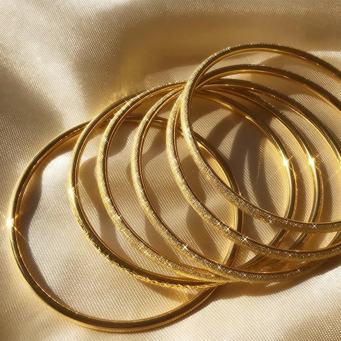 Kainier 3mm 14K Gold Plated Bracelet Stainless Steel Glossy Stackable Thin Round Bangle Bracelet for Women Solid Plain Polished Bracelet Best Gifts for Love