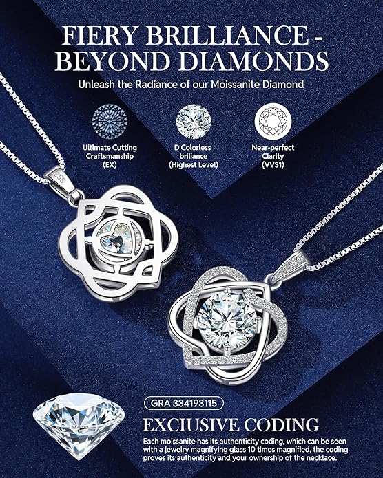 InfinityLove Moissanite Heart Pendant Necklaces for Women, 3-5 Carat Moissanite Necklace, Anniversary Birthday Christmas Valentine Engagements Mothers Day Jewelry for Wife Her Girlfriend Mom Daughter