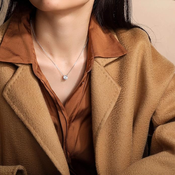 S.Leaf 18Karat Gold Plated Cubic Zirconia Necklace for Women S925 Sterling Silver 0.5/1/2cttw Dainty Crystal Cubic Zirconia Pendant Necklaces Best Friend Birthday Gifts for Women Trendy Sister Mom Wife Womens Her Friend Party