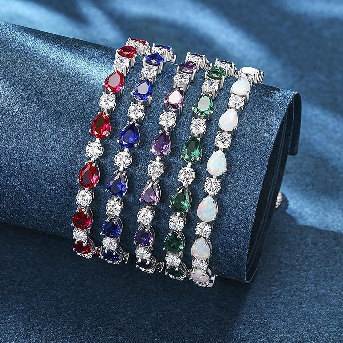 FANCIME Shine of Tears Birthstone Tennis bolo Bracelets Sterling Silver Tennis Bracelets Charm Fine Jewelry Birthday Gifts for Women Mom