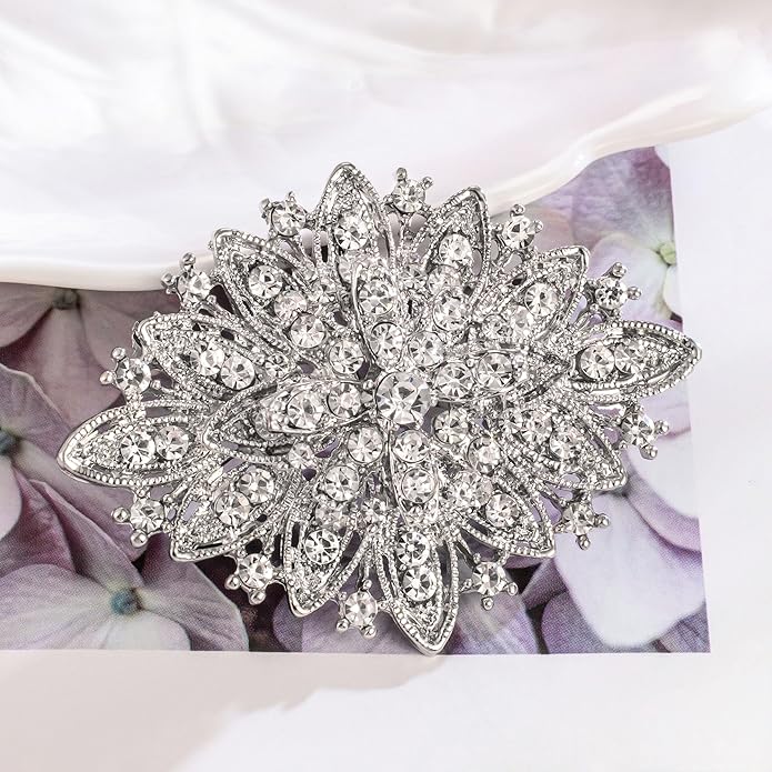 HAISWET Vintage Art Deco Crystal Rhinestone Brooch Pin for Women