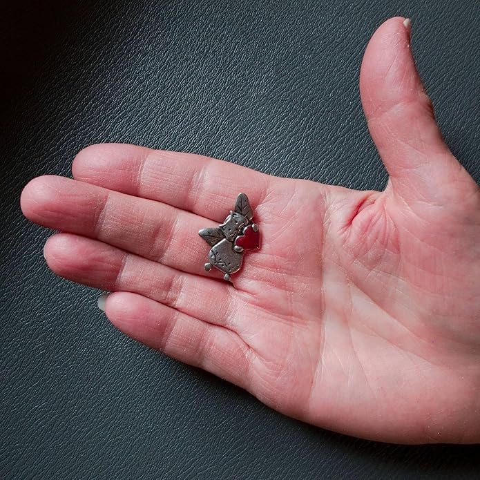 Enamel Cat Angel Red Heart Lapel Pin by The Magic Zoo