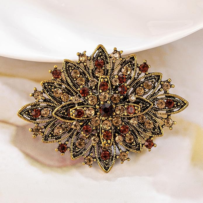 HAISWET Vintage Art Deco Crystal Rhinestone Brooch Pin for Women