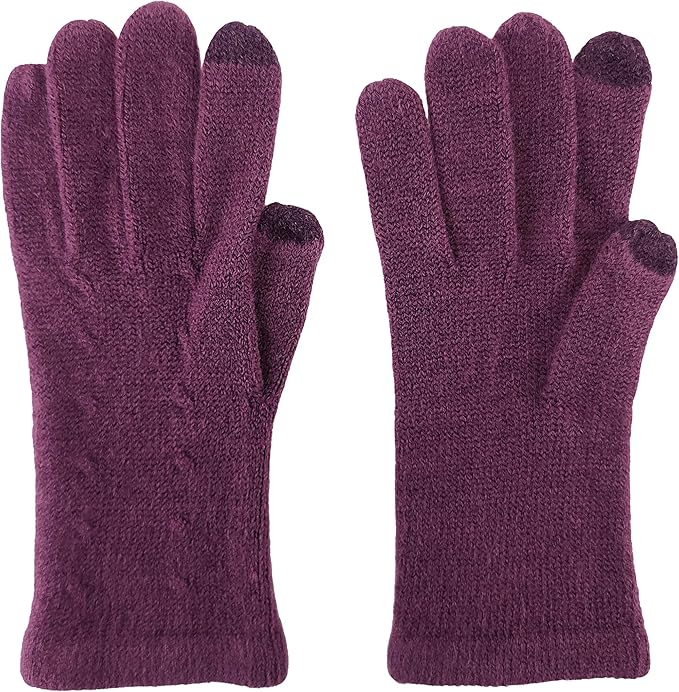 BRUCERIVER Women's Ultra Soft Knit Scarf & Glove Set Touchscreen Function Cable Design