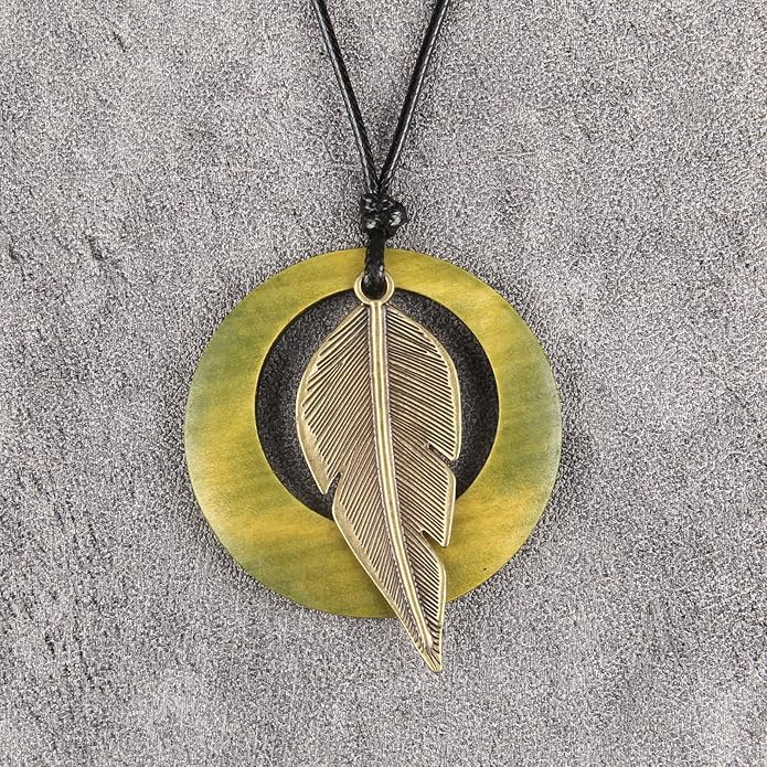 Boho Necklaces for Women Chunky Circle Necklace Layered Boho Circle Leather Choker Necklace Long Vintage Necklaces Bohemian Jewlery Gifts