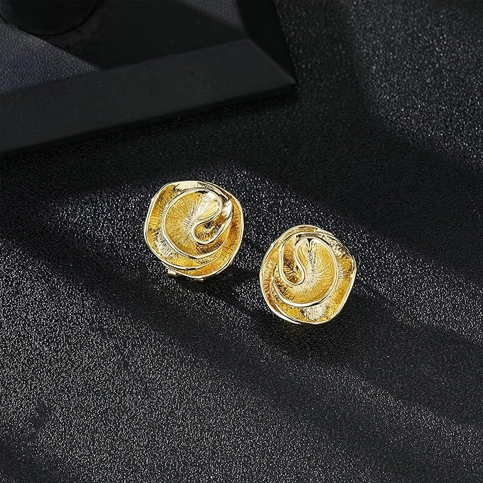 Two Tone Earrings for Women Gold and Silver Crossover Half Hoop Statement Earring Designer Stud Earrings
