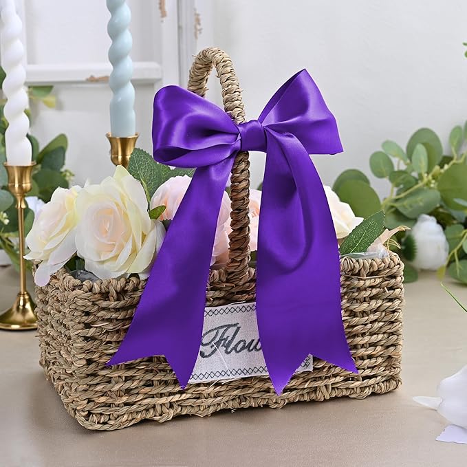 LEEQE Purple Satin Ribbon 3 inch X 15 Yards Polyester Ribbon for Gift Wrapping Very Suitable for Weddings Party Hair Bow Invitation Decorations and More