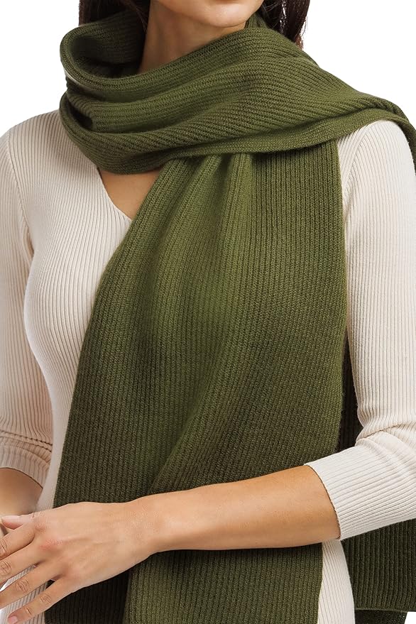 Fishers Finery Women's 100% Cashmere Ribbed Knit Winter Scarf | Black Label Box