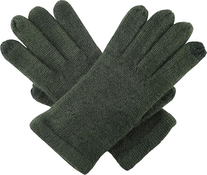BRUCERIVER Women's Ultra Soft Knit Scarf & Glove Set Touchscreen Function Cable Design