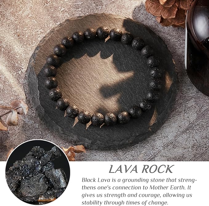 Seyaa Lava Rock Bracelet, Crystal Beaded Bracelet Unisex, Anniversary Christmas Birthday Inspirational Gift for Men Women