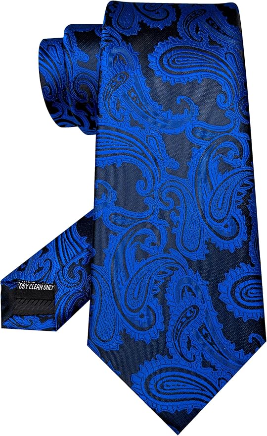JEMYGINS Mens Paisley Tie and Pocket Square,Lapel Pin,Cufflinks,Tie Clip Sets with Gift Box 5PCS