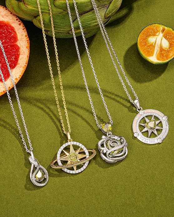FANCIME Thornless Pulse Birthstone Necklace for Women Sterling Silver Rose Pendant Fine Jewelry Gemstone Birthday Valentines Day Gifts for Wife Her