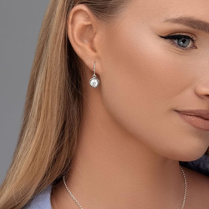JEAN RACHEL JEWELRY 925 Sterling Silver Dangle Earrings for Women - Rope with Cubic Zirconia Vintage Design - Hypoallergenic, Lead & Nickel Free - Artisan Handcrafted Statement Earrings