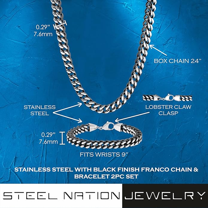 Men's Chain Bracelet Sets Stainless Steel - Choice of Size and Colors