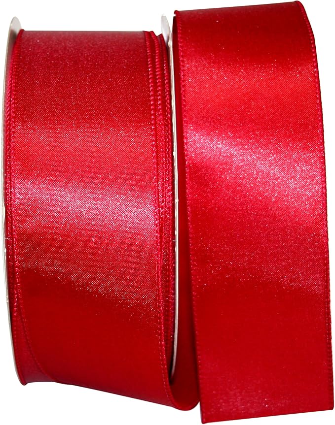 Reliant Ribbon 92575W-908-40K Satin Value Wired Edge Ribbon, 2-1/2 Inch X 50 Yards, Scarlet