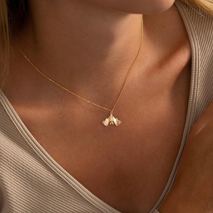 Gold Necklace for Women-14K Gold Plated Bow,Dragon,Shell, Palm Tree, Seahorse, Conch Shell,Sardines, Cowboy Boot,Bat,Bunny Pendant Beachy Jewelry for Women Gifts