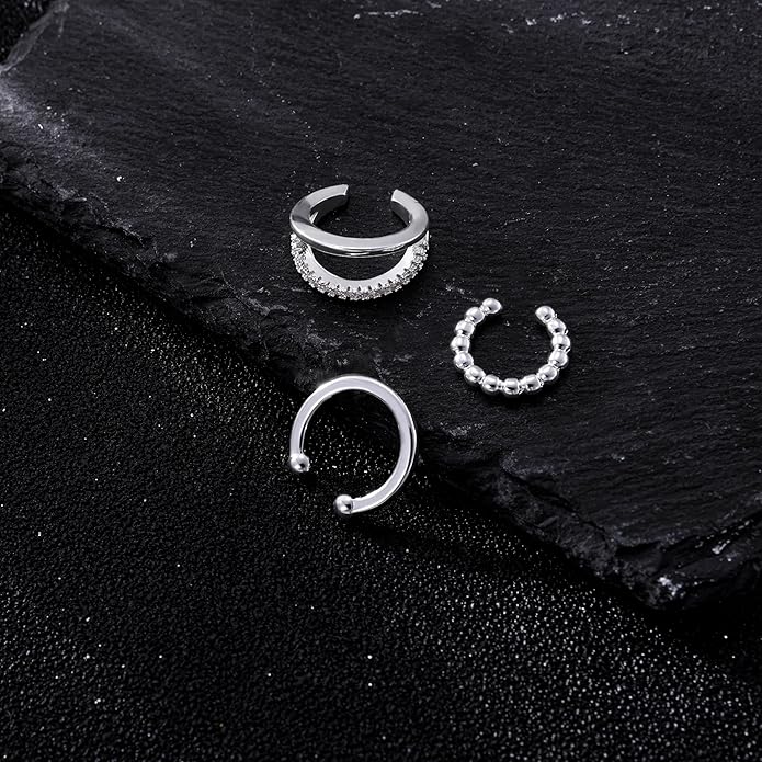 Gold Ear Cuffs Earrings for Women Non Piercing - Clip on Cartilage Earrings Dainty 14K Gold Sterling Silver Plated Cubic Zirconia Huggie Hoop Earring for Women No Tarnish Trendy Jewelry Set