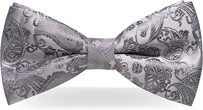 JEMYGINS Paisley Pre-tied Bow Tie and Pocket Square Cufflinks Lapel Pin Sets for Men 4PCS