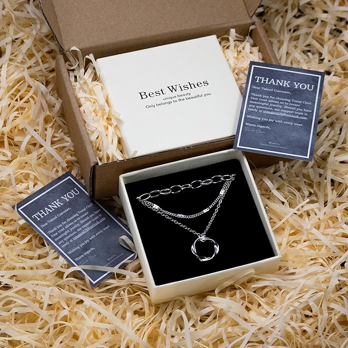 Gold Necklaces for Women Trendy Layered Circle Paperclip Pendant Choker Jewelry