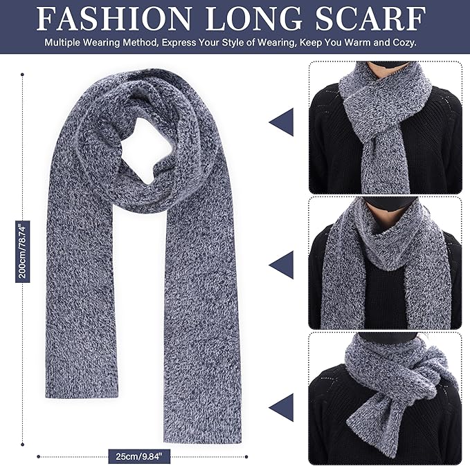 Womens Winter Warm Knit Beanie Hat Touchscreen Gloves Long Neck Scarf Set with Fleece Lined Skull Caps Gifts for Women