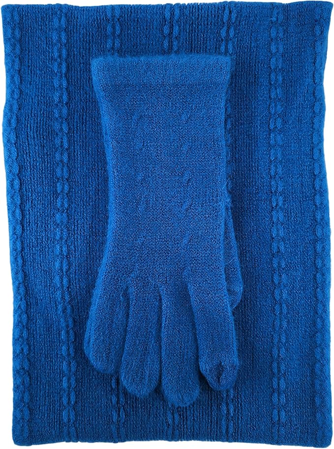 BRUCERIVER Women's Ultra Soft Knit Scarf & Glove Set Touchscreen Function Cable Design