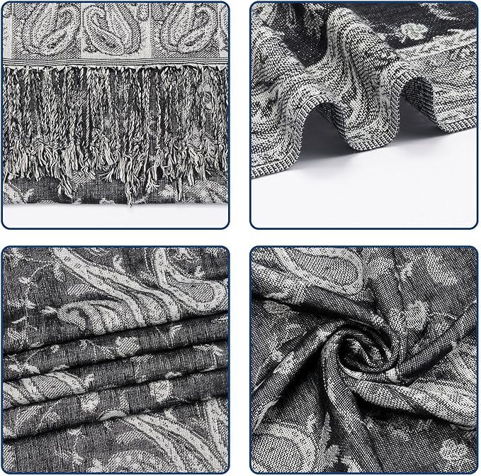 QIUTIMIY Paisley Pashmina Shawl Wrap Women Reversible Vintage Jacquard Pashmina Rave Scarf with Fringe for Evening, Wedding