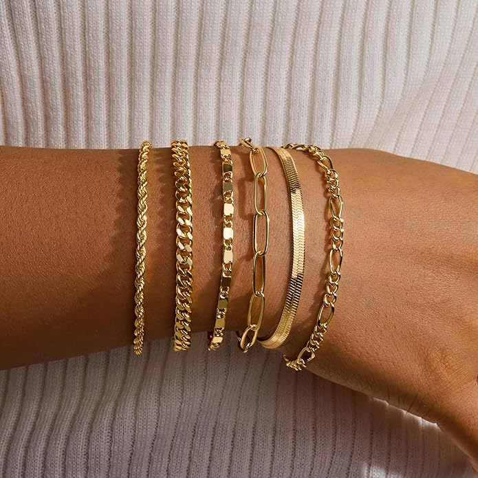 Silver Bracelets for Women Stack, Silver or Gold Plated Cuff Bangle Set, Trendy Silver Jewelry for Women Fashion