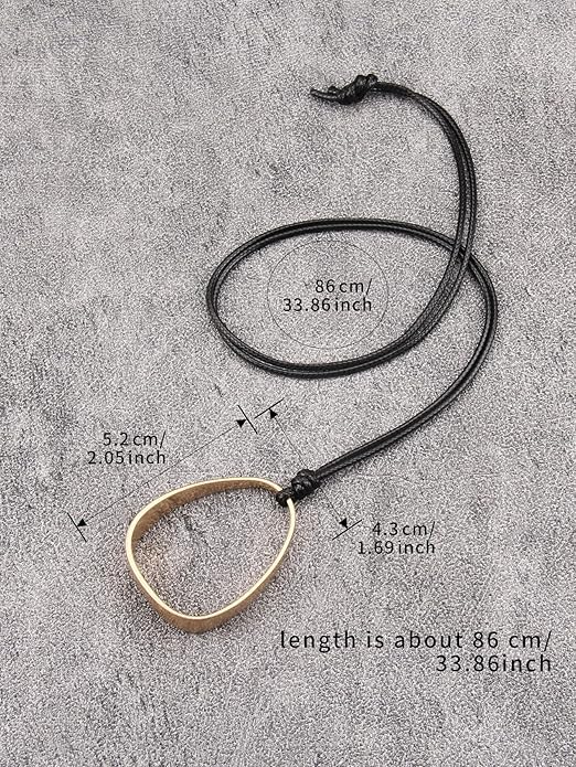 Long Boho Necklaces for Women Vintage Leather Wooden Pendant Y Choker Ethnic Style Gold Circle Hippie Sweater Necklace