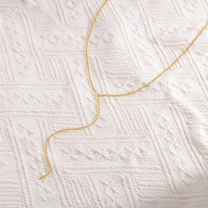 Gold and Silver Plated Layered Long Necklace for Women, Statement Y Body Chain, Sexy Dangle Drop Beach Boho Bolo Cleavage Necklace for Vacation or Prom