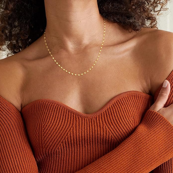 925 Sterling Silver Chain Necklace Link Chain Necklace for Women Simple Dainty 16K Gold Plated Necklace for Women Minimalist Waterproof Silver Necklace Trendy Jewelry Gifts