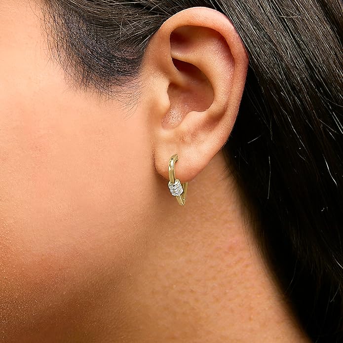 10K White or Yellow Gold 3/8 Cttw Lab Grown Diamond Heart Shaped Huggie Hoop Earrings