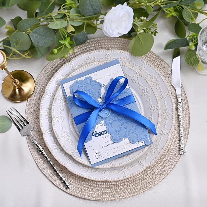 LEEQE Double Face Royal Blue Satin Ribbon 1/2 inch X 50 Yards Polyester Royal Blue Ribbon for Gift Wrapping Very Suitable for Weddings Party Invitation Decorations and More