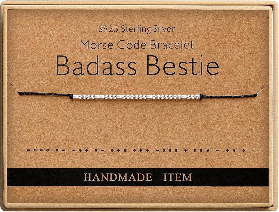 Monily Inspirational Gifts for Women Morse Code Bracelets for Women Funny Bracelet for Friend Funny Gift for Women Sterling Silver Bracelet for Women