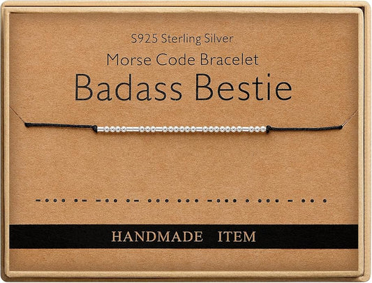Monily Inspirational Gifts for Women Morse Code Bracelets for Women Funny Bracelet for Friend Funny Gift for Women Sterling Silver Bracelet for Women