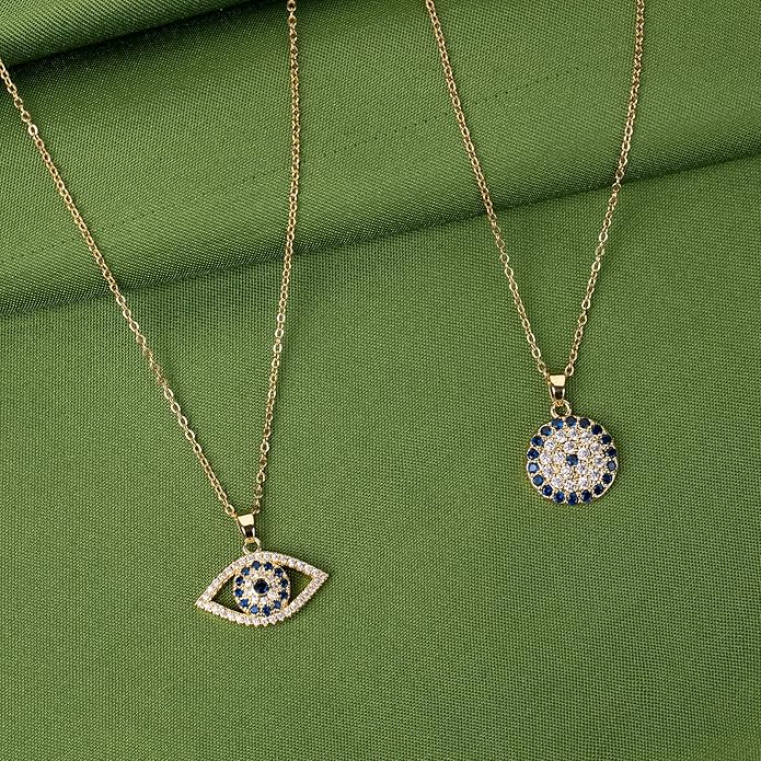 Evil Eye Necklace Layered Necklaces for Women, 2Pcs 18K Gold Plated Dainty Evil Eye Choker Pendant Necklace Handmade Evil Eye Jewelry Protection Gifts