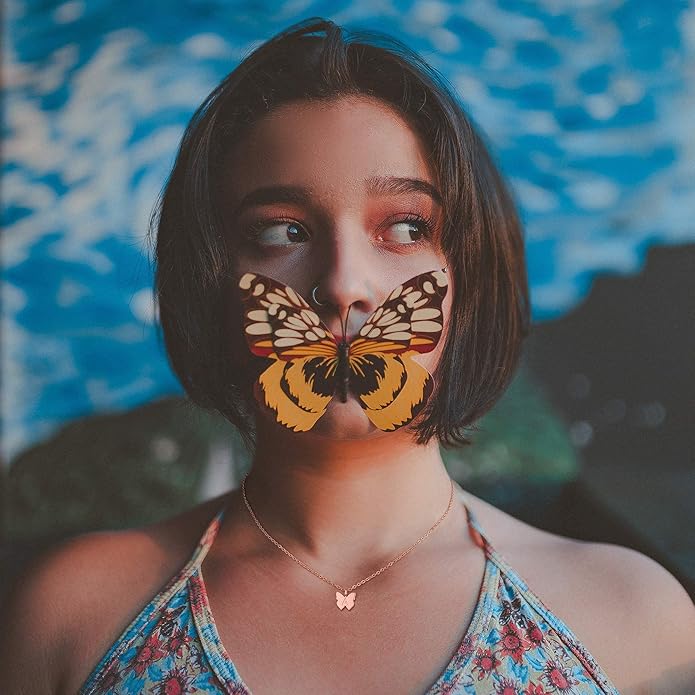 Hidepoo Initial Butterfly Necklace for Girls Gifts, 14K Gold/Silver/Rose Gold Filled Dainty Butterfly Pendant Choker Necklace Initial Butterfly Necklace Birthday Gifts for Girls