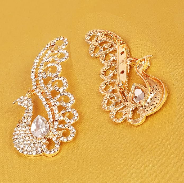 Touchstone Indian Bollywood Handcrafted Designer Jewelry Brooch Lapel Pin in Gold Or Silver Tone for Women.