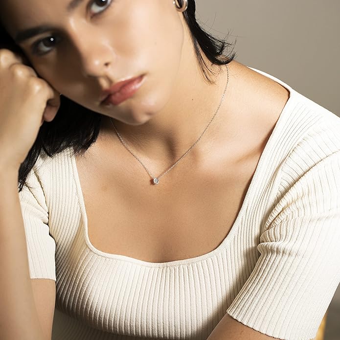 S.Leaf 18Karat Gold Plated Cubic Zirconia Necklace for Women S925 Sterling Silver 0.5/1/2cttw Dainty Crystal Cubic Zirconia Pendant Necklaces Best Friend Birthday Gifts for Women Trendy Sister Mom Wife Womens Her Friend Party