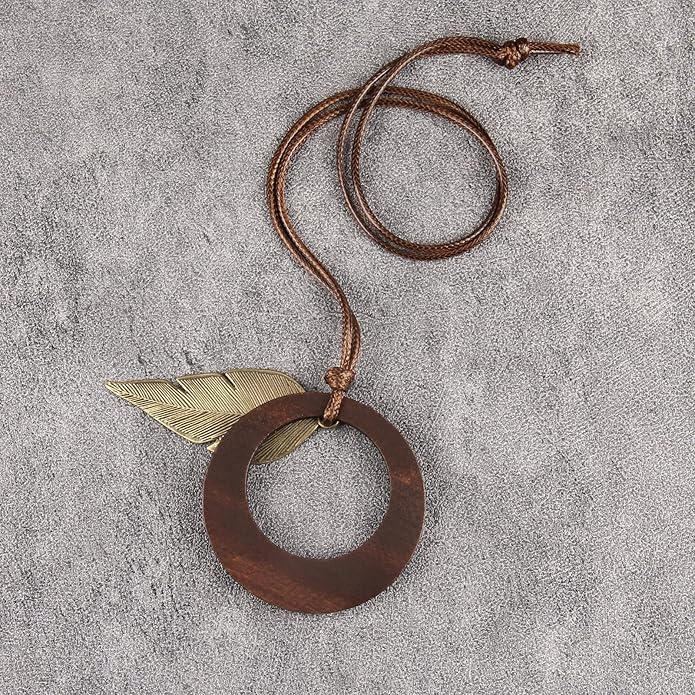 Boho Necklaces for Women Chunky Circle Necklace Layered Boho Circle Leather Choker Necklace Long Vintage Necklaces Bohemian Jewlery Gifts