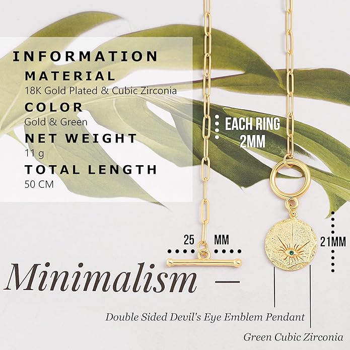CANEVINKA Dainty Cross Medallion/Heart Pendant Chain Necklace 18K Gold Plated Oval Choker Fashion OT Toggle Jewelry Handmade for Women Simple Gold Charm Necklace