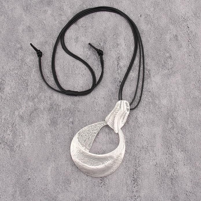 Long Boho Necklaces for Women Vintage Leather Wooden Pendant Y Choker Ethnic Style Gold Circle Hippie Sweater Necklace