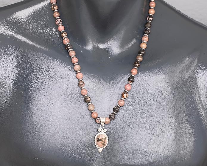 Natural Carnelian Agate Silver Pendant, Genuine Black Onyx Beaded Necklace, Gemstone Strong Necklace, 18x13 Cabachon, Fashion Dainty Jewelry, Healing Crystal Chakra Necklace, Minimalist Necklace